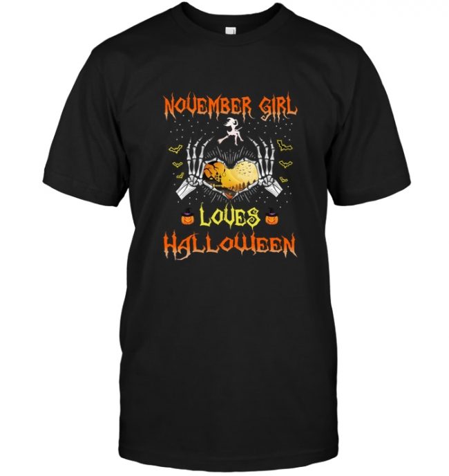 November girl loves halloween witch gift tee shirt hoodie