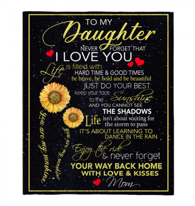 To My Granddaughter I Love You Are My Sunshine Sunflower Blankets Gift From Grandma Black Fleece Blanket