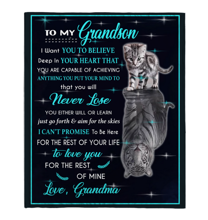 To My Grandson Blanket Gift From Grandma Lion Hearts Blanket Birthday/'s Present For Kids