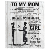 To My Mom I Know It's Not Easy For A Woman To Raise A Child Blankets Gift From Daughter Mothers Day Black Fleece Blanket Design
