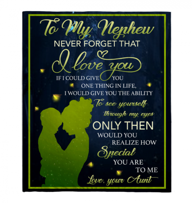 To My Nephew Never Forget That I Love You Blankets Gift From Aunt Black Plush Fleece Blanket