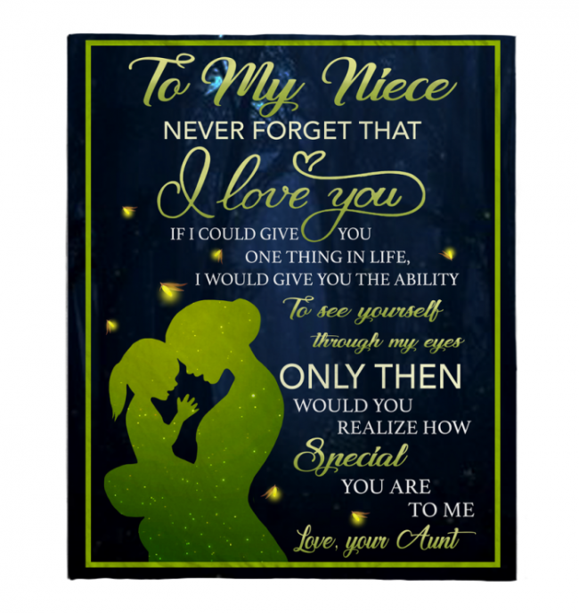 To My Niece Never Forget That I Love You Blankets Gift From Aunt Black Plush Fleece Blanket