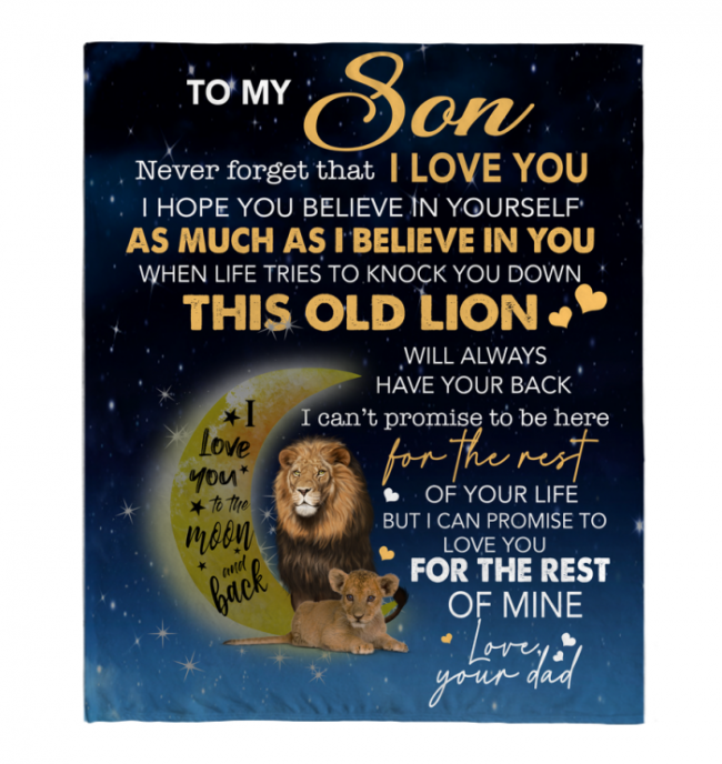 To My Son Never forget I Love You Dad Gift For Son Lion Black Fleece Blanket