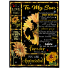 To My Son I Love You Forever You Are Appreciated Sunflower Funny Gift From Mom Mother Black Fleece Blanket