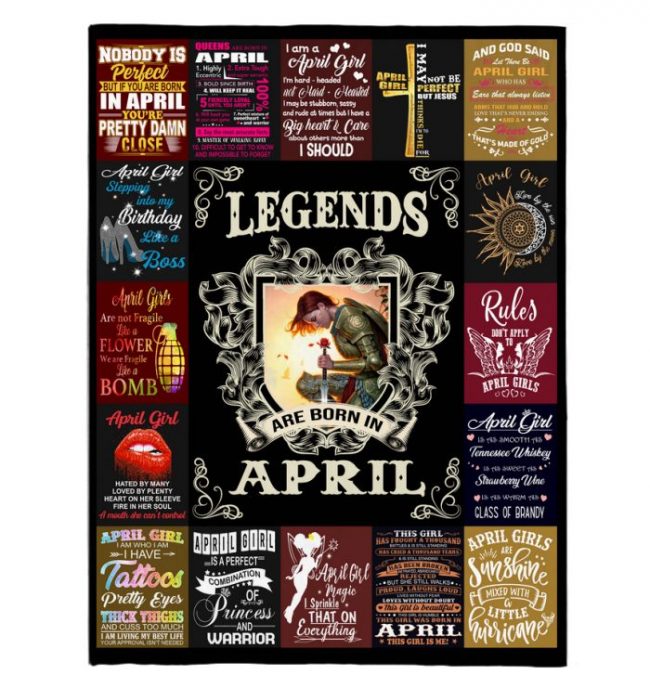 Legends Are Born In April Warrior Girl Birthday Gift Black Fleece Blanket