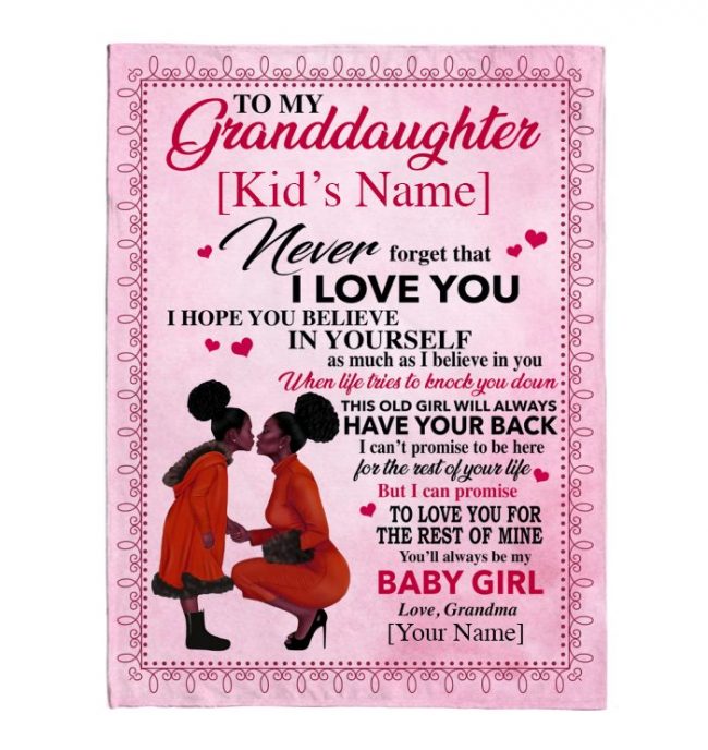 Personalized Customize To My Granddaughter I Love You Believe In Yourself Black Girl Gift From Grandma Fleece Sherpa Mink Blanket