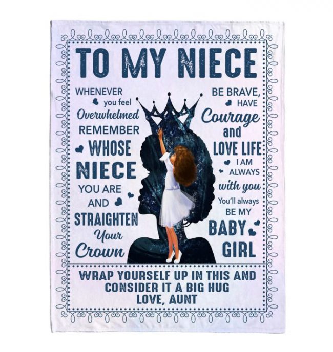 To My Niece Be Brave Courage Love Life I Love You Black Girl Gift From Aunt Fleece Sherpa Mink Blanket