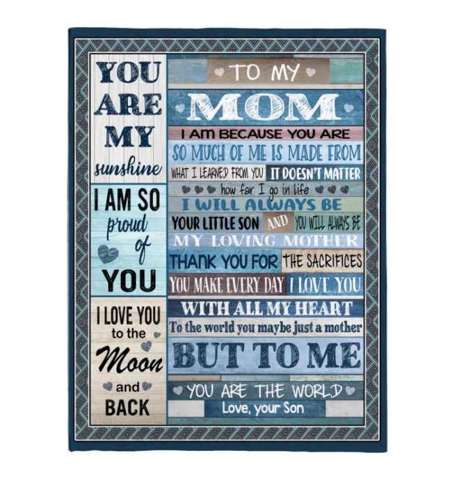 To My Mom I Love You My Sunshine World Mothers Day Gift Ideas From Son Wooden Fleece Sherpa Mink Blanket
