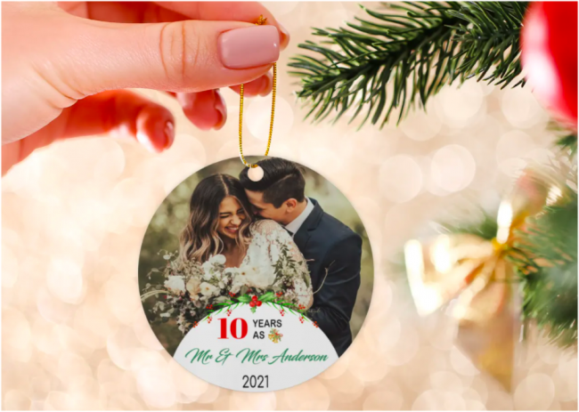 Mr & Mrs Kissing Wedding Personalized Ornament