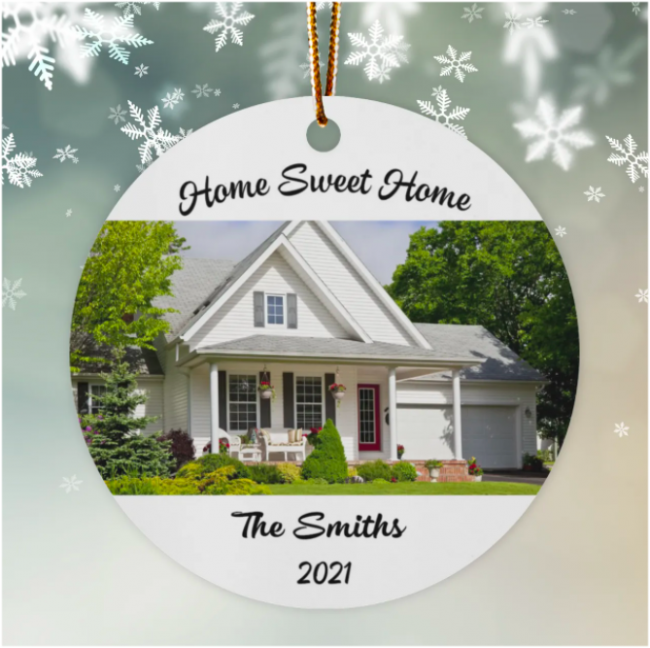 Home Sweet Home Personalized Custom Photo And Family Name Christmas Ornament Gift