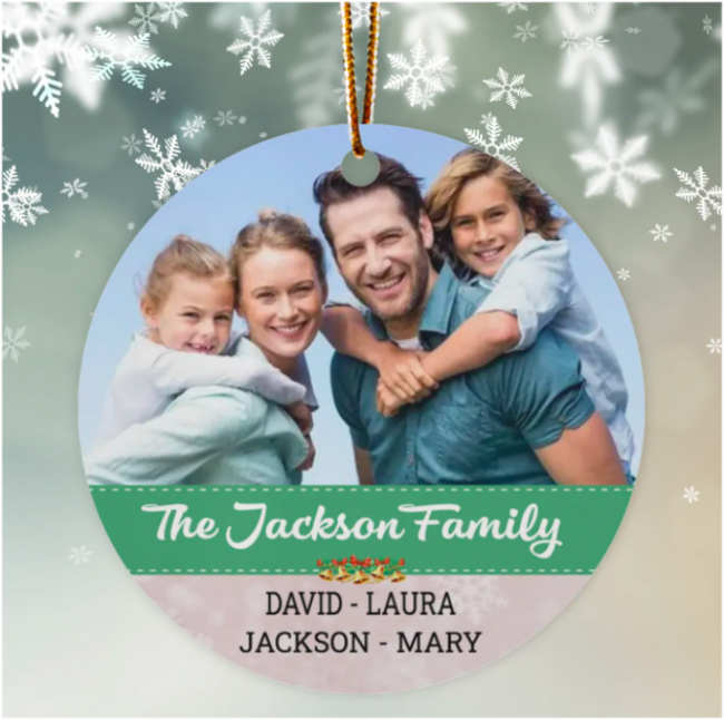 Personalized Custom Family Photo And Name Christmas Ornament Gifts