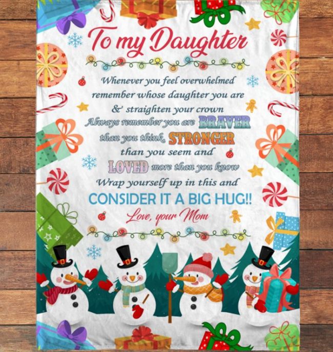 To My Daughter Braver Stronger Loved Christmas Xmas Gift Ideas From Mom Blanket