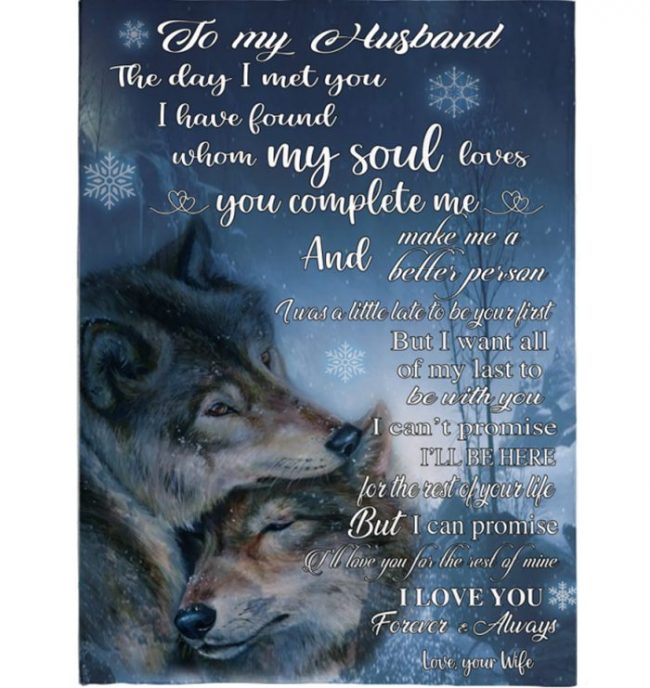 To My Husband I Love You Forever Always Wolf Christmas Gift Ideas From Wife Blanket