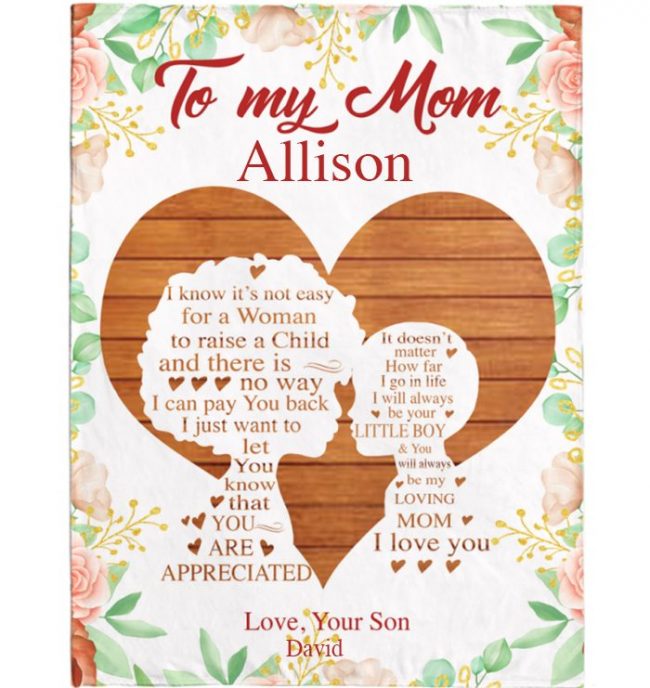 Personalized Custom Name To My Mom From Son Mothers Day Gift Ideas Love Mom Blanket