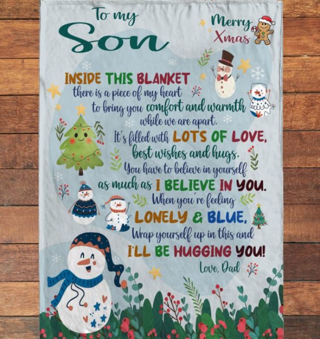 To My Son Christmas Gift Ideas Xmas Dad Love You Blanket