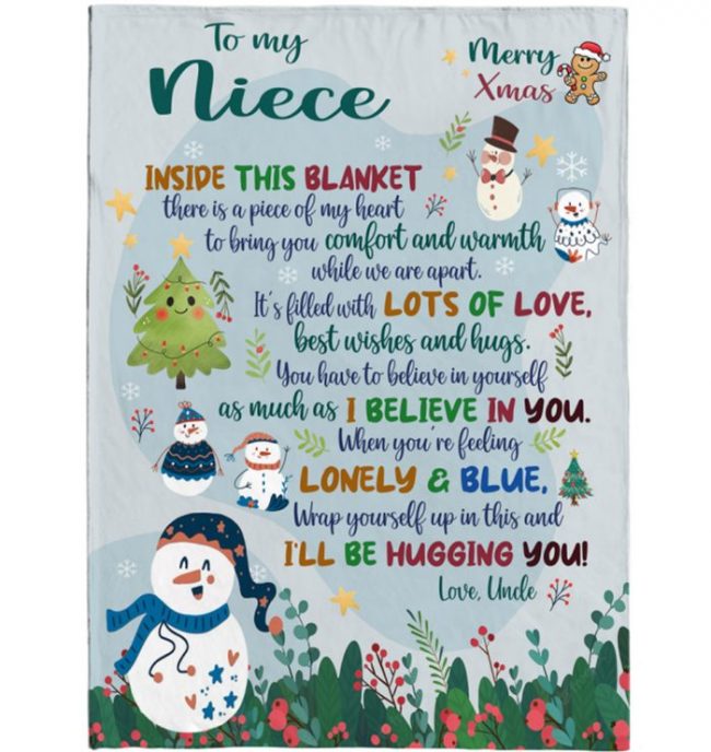 To My Niece Christmas Gift Ideas Xmas Uncle Love You Blanket