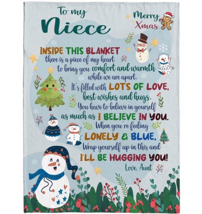 To My Niece Christmas Gift Ideas Xmas Aunt Love You Blanket