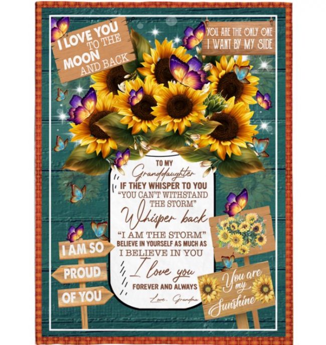 To My Granddaughter Grandma Love You Sunflower Gift Ideas Blanket