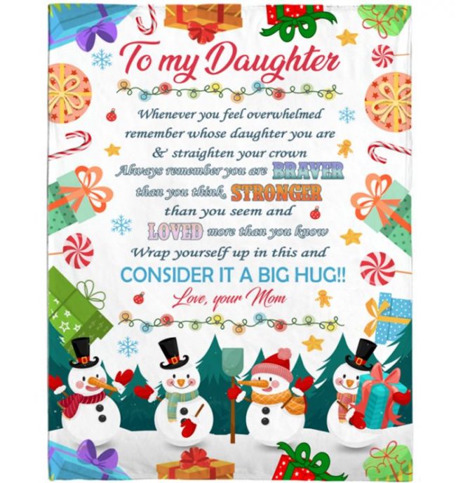 To My Daughter Braver Stronger Loved Christmas Xmas Gift Ideas From Mom Blanket