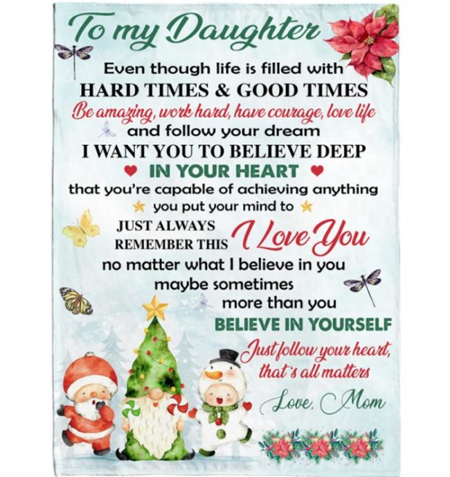 To My Daughter Mom Love You Christmas Xmas Gift Ideas Blanket