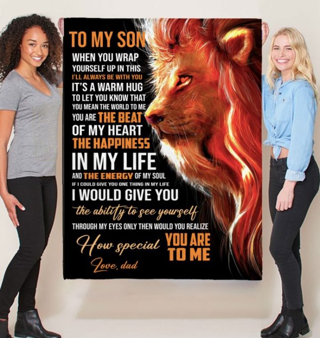 To My Son The Beat Happiness Energy Lion Dad Gift Ideas Blanket