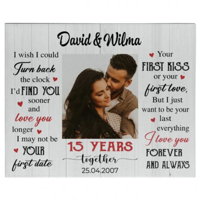 Personalized Custom Name Photo Year Wedding Anniversary Married Gift Ideas Canvas, Valentine Day Gifts For Wife Husband 2022