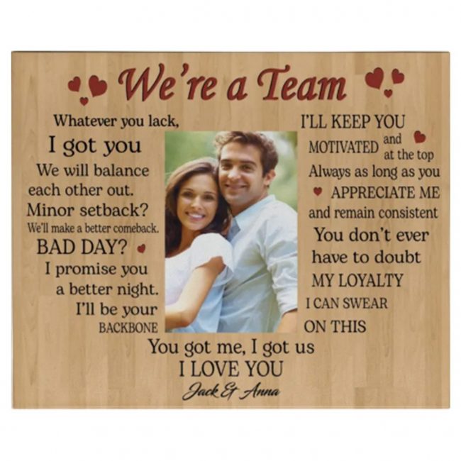 Personalized Custom Name Photo We Are A Team Wedding Anniversary Gift Ideas Canvas, Valentine Day Gifts Canvas For Wife Husband Him Her