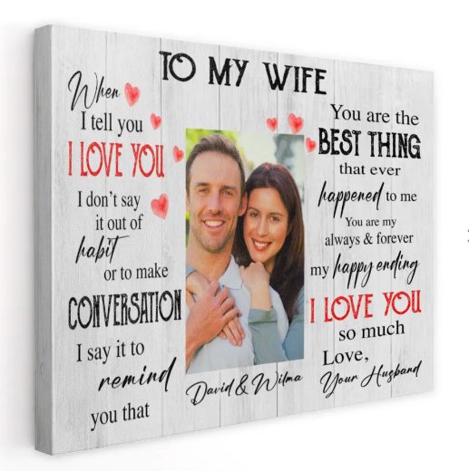 Personalized Custom Name Photo Canvas Gift Ideas For Husband Wife, Valentines Day Gifts, Wedding Anniversary Gift Canvas 2023