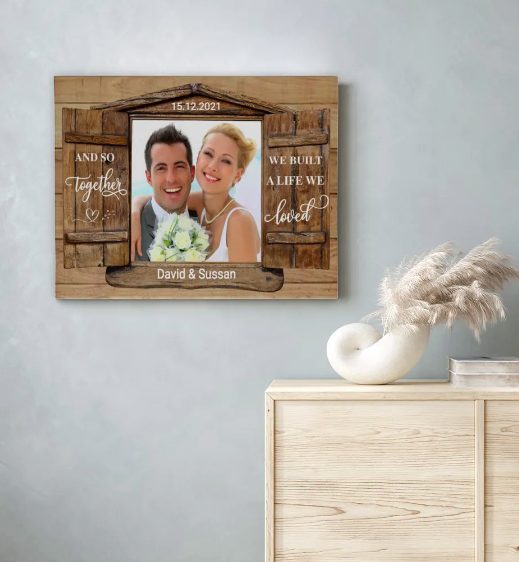 Personalized Custom Name Photo Date Love Wedding Anniversary Gift Ideas Canvas, Valentine Day Gift Canvas For Wife Husband