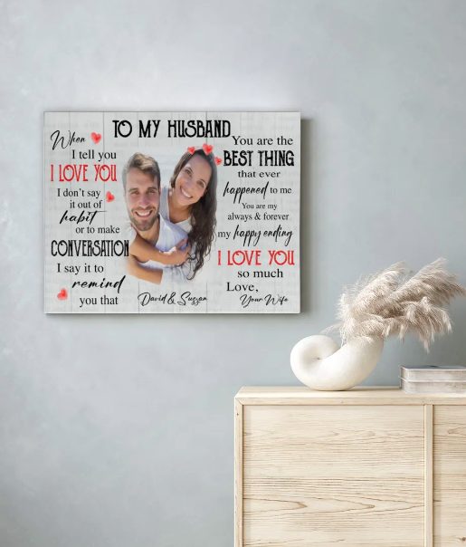 Personalized Custom Name Photo Wedding Anniversary Gift Ideas Canvas For Husband Wife, Valentine Day Gift For Him Her Love Canvas