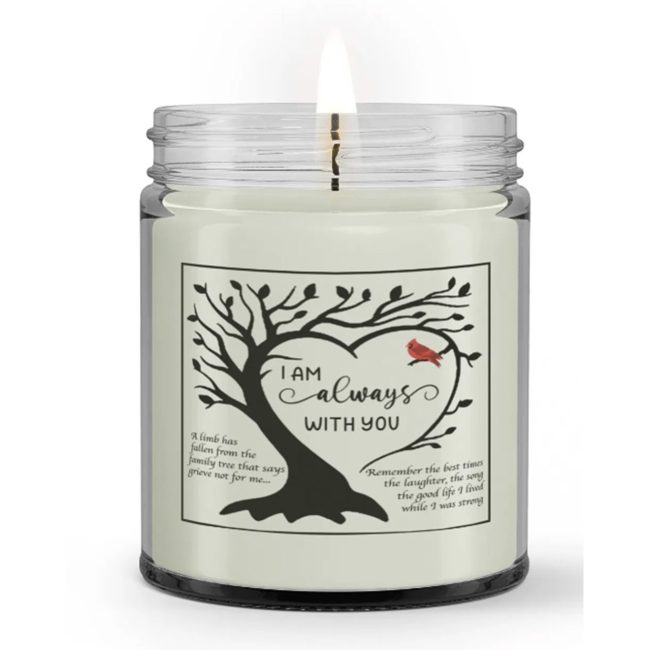 Cardinal I Am Always With You Family Tree Memorial Sympathy Condolence Candle