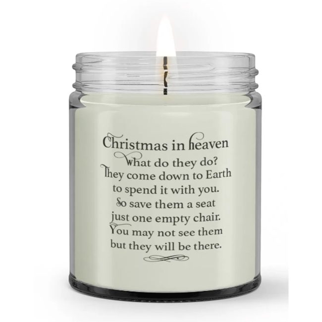 Christmas in Heaven They Come Down to Earth Memorial Condolence Candle