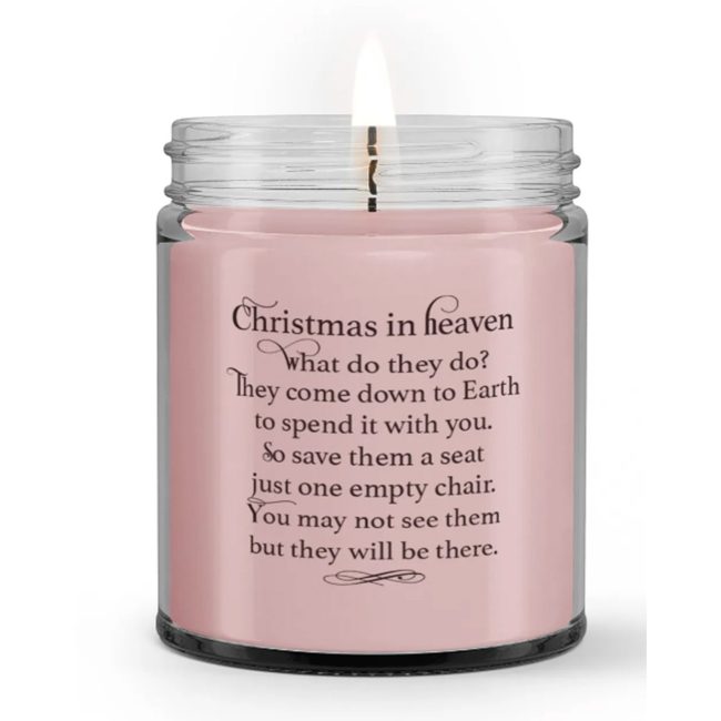 Christmas in Heaven They Come Down to Earth Memorial Condolence Candle