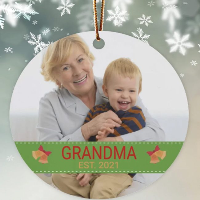 Grandma Grandpa Est Personalized Custom Photo Christmas Ornament Gift