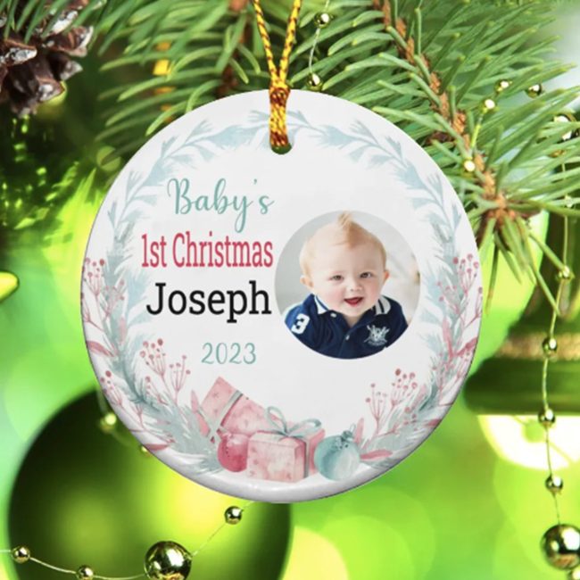 Personalized Custom Photo Name Baby First Christmas Gift Ornaments