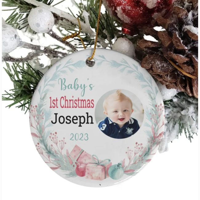 Personalized Custom Photo Name Baby First Christmas Gift Ornaments