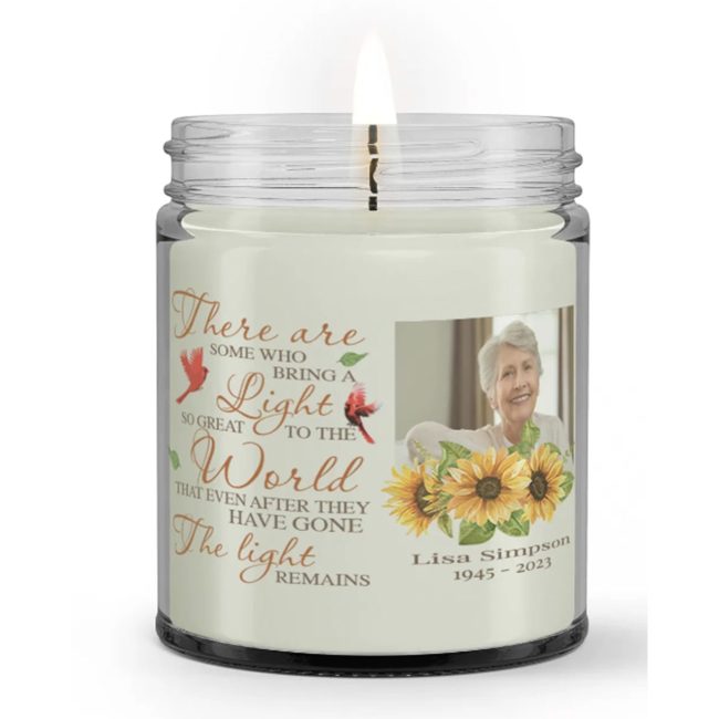 Personalized Custom Photo Name Some Who Bring Great Light Remains Loss Sympathy Memorial Condolence Candle