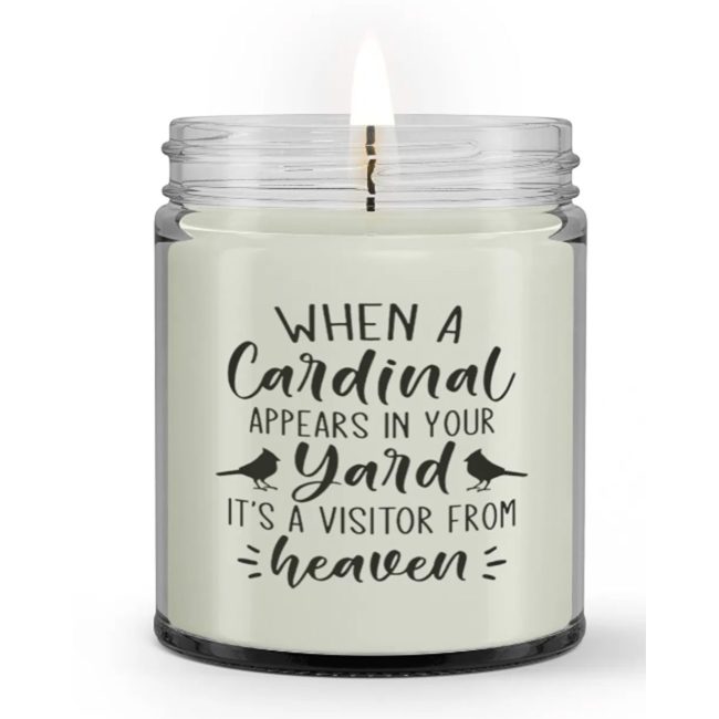When Cardinal Appears In Your Yard Visitor From Heaven Memorial Sympathy Condolence Candle